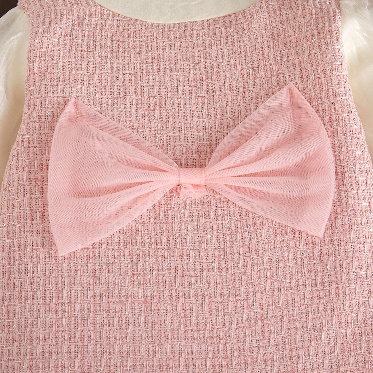 9 Months -3 Years Old Spring And Autumn New Sweet Bow Baby Girl Dress, Korean Style Children'S Long Sleeved Clothes