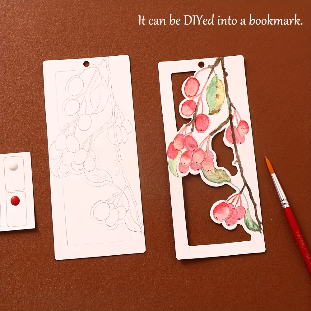 Bview Art 10pcs DIY Watercolor Bookmark Set, Handmade Painting Paper for Coloring, Portable Art Craft Gift for Holiday Party