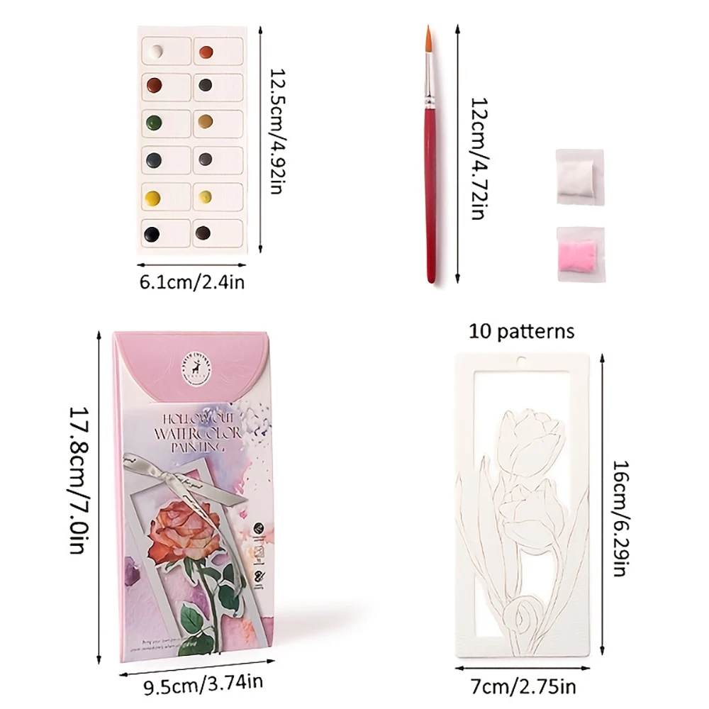 Bview Art 10pcs DIY Watercolor Bookmark Set, Handmade Painting Paper for Coloring, Portable Art Craft Gift for Holiday Party