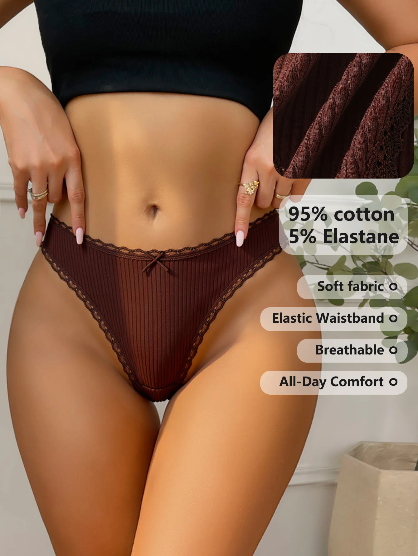 7Pcs/Set Women Thongs Panties Cotton Sexy Lace Underwear Tanga Solid T Back Pants Soft Underpants G-Strings Female Lingerie S-XL