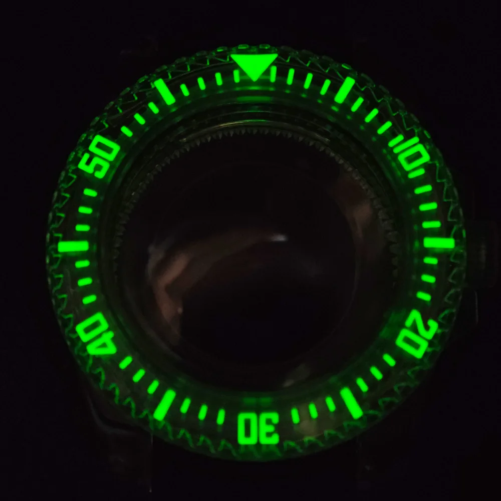 40mm Transparent Watch Luminous Case for NH35 NH36 Movement Fits 28.5-29mm Dial Wrist Watch Accessories Parts Transparent Strap