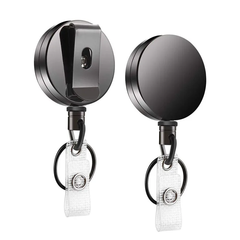 Retractable Keychain Badge Reel Holders Metal Heavy Duty With Carabiner Belt Clip And Key Ring For ID Card Name Holder