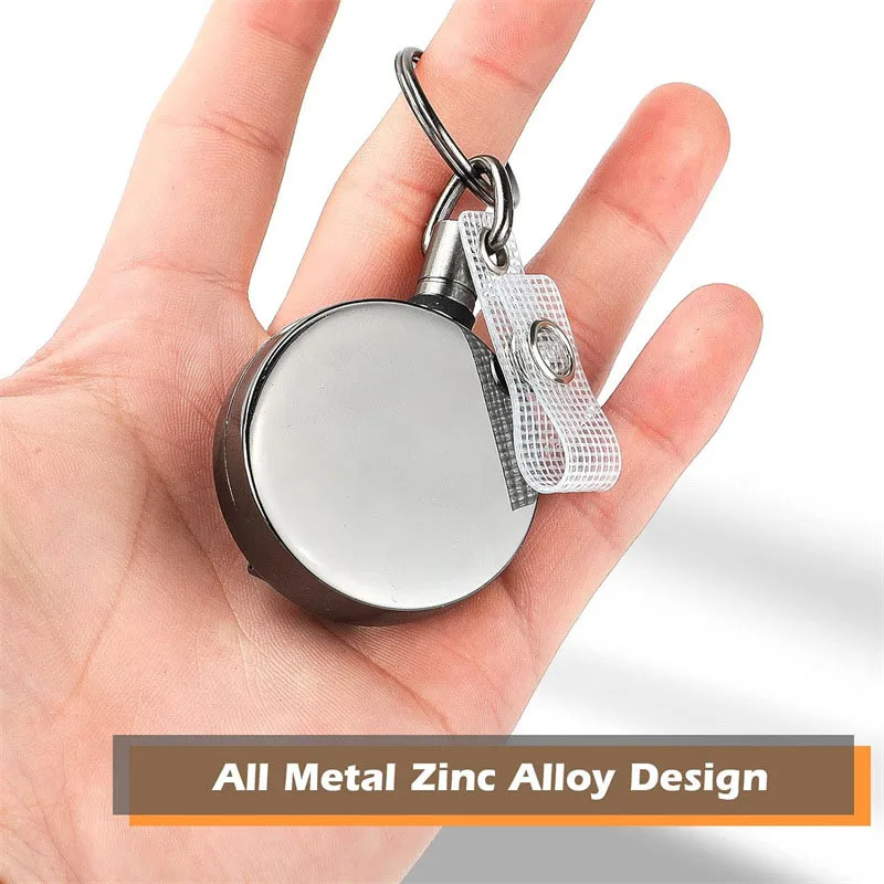 Retractable Keychain Badge Reel Holders Metal Heavy Duty With Carabiner Belt Clip And Key Ring For ID Card Name Holder