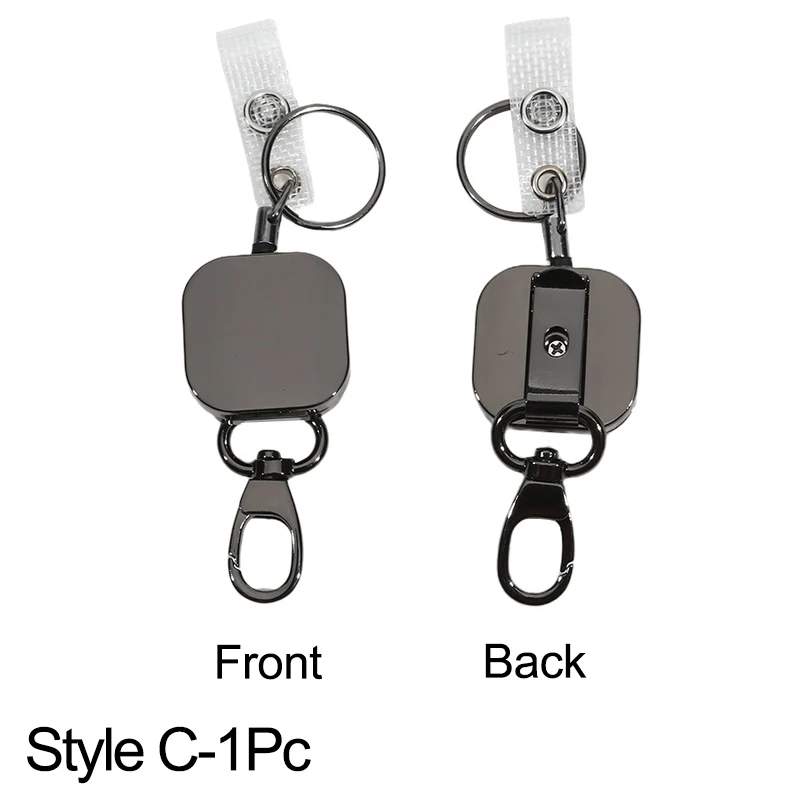 Retractable Keychain Badge Reel Holders Metal Heavy Duty With Carabiner Belt Clip And Key Ring For ID Card Name Holder