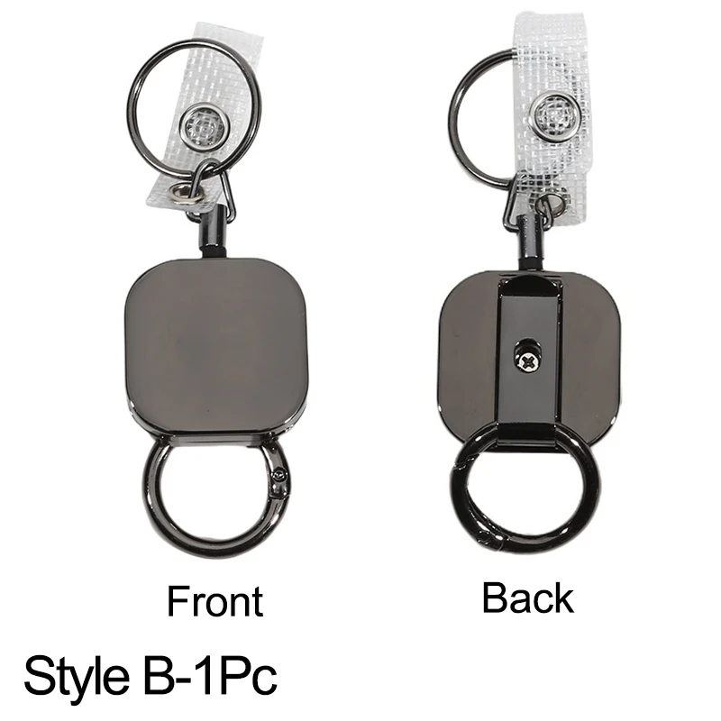 Retractable Keychain Badge Reel Holders Metal Heavy Duty With Carabiner Belt Clip And Key Ring For ID Card Name Holder