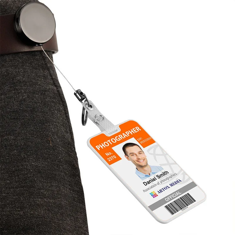 Retractable Keychain Badge Reel Holders Metal Heavy Duty With Carabiner Belt Clip And Key Ring For ID Card Name Holder