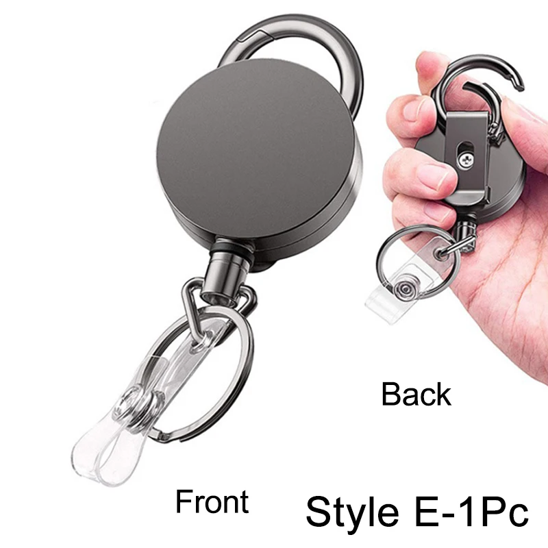 Retractable Keychain Badge Reel Holders Metal Heavy Duty With Carabiner Belt Clip And Key Ring For ID Card Name Holder