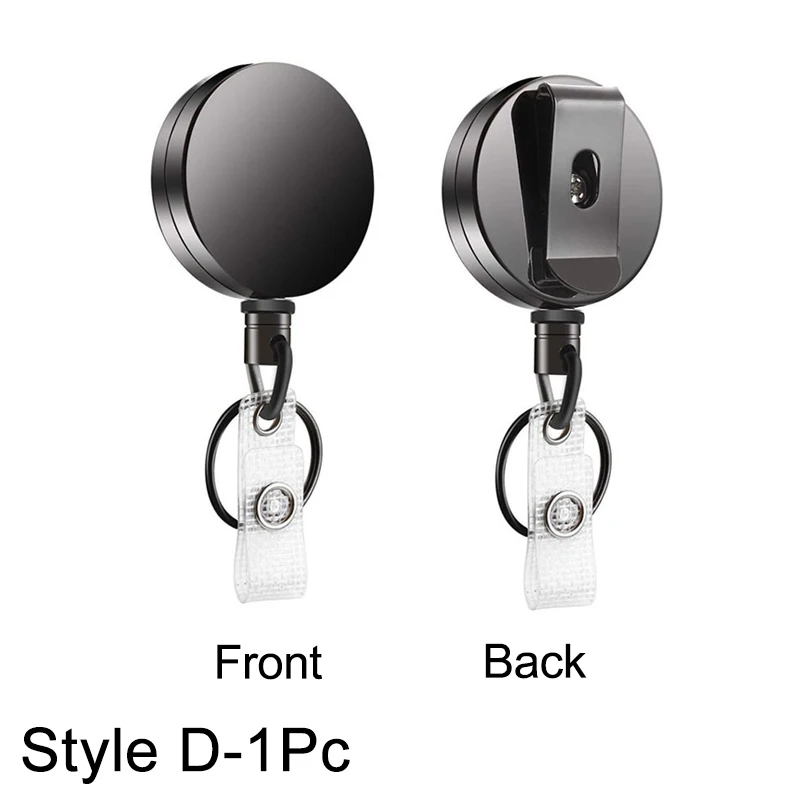 Retractable Keychain Badge Reel Holders Metal Heavy Duty With Carabiner Belt Clip And Key Ring For ID Card Name Holder