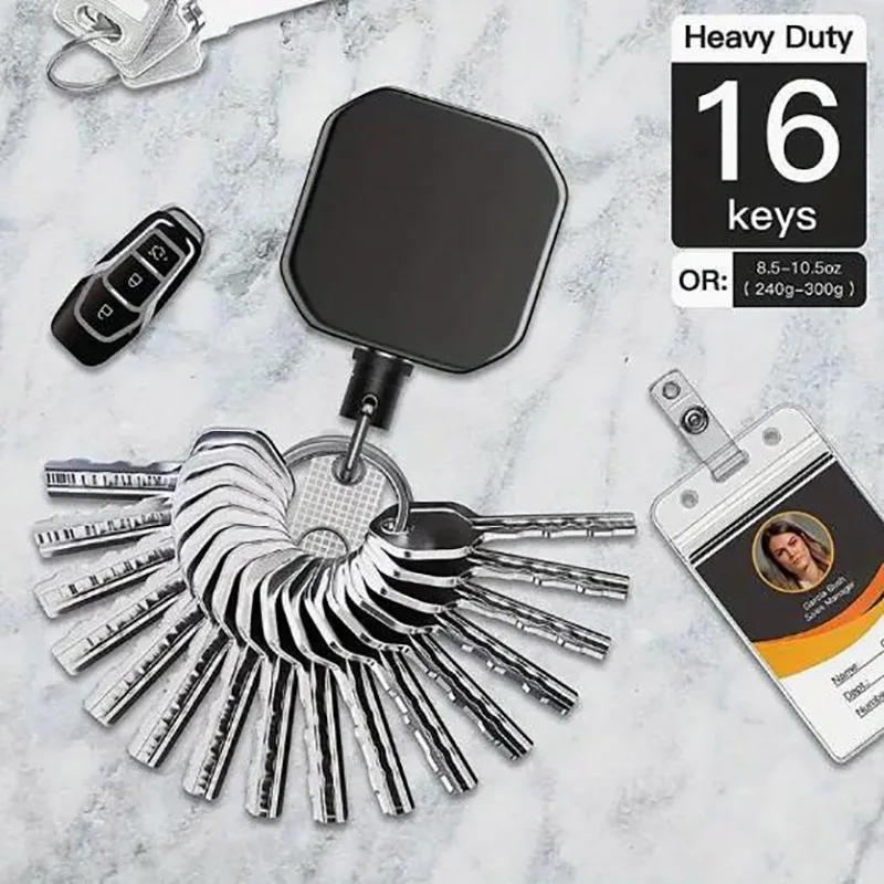 Retractable Keychain Badge Reel Holders Metal Heavy Duty With Carabiner Belt Clip And Key Ring For ID Card Name Holder