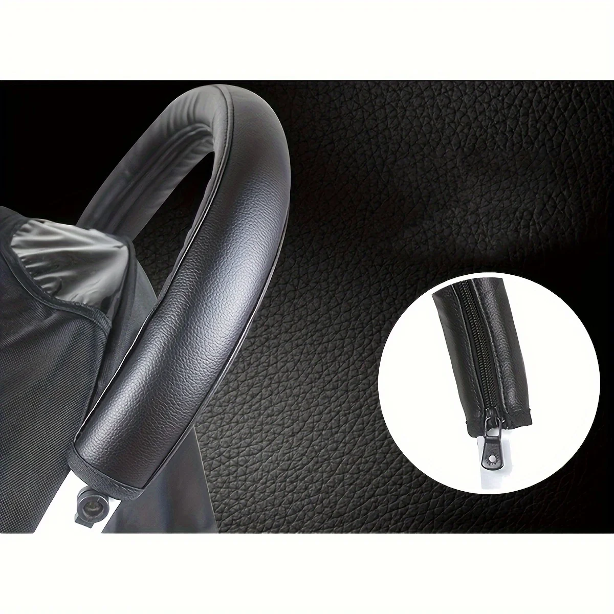 Stroller Handle Cover, PU Protective Cover, Foldable and Washable Zipper Style universal baby Stroller Handle Glove, One Set