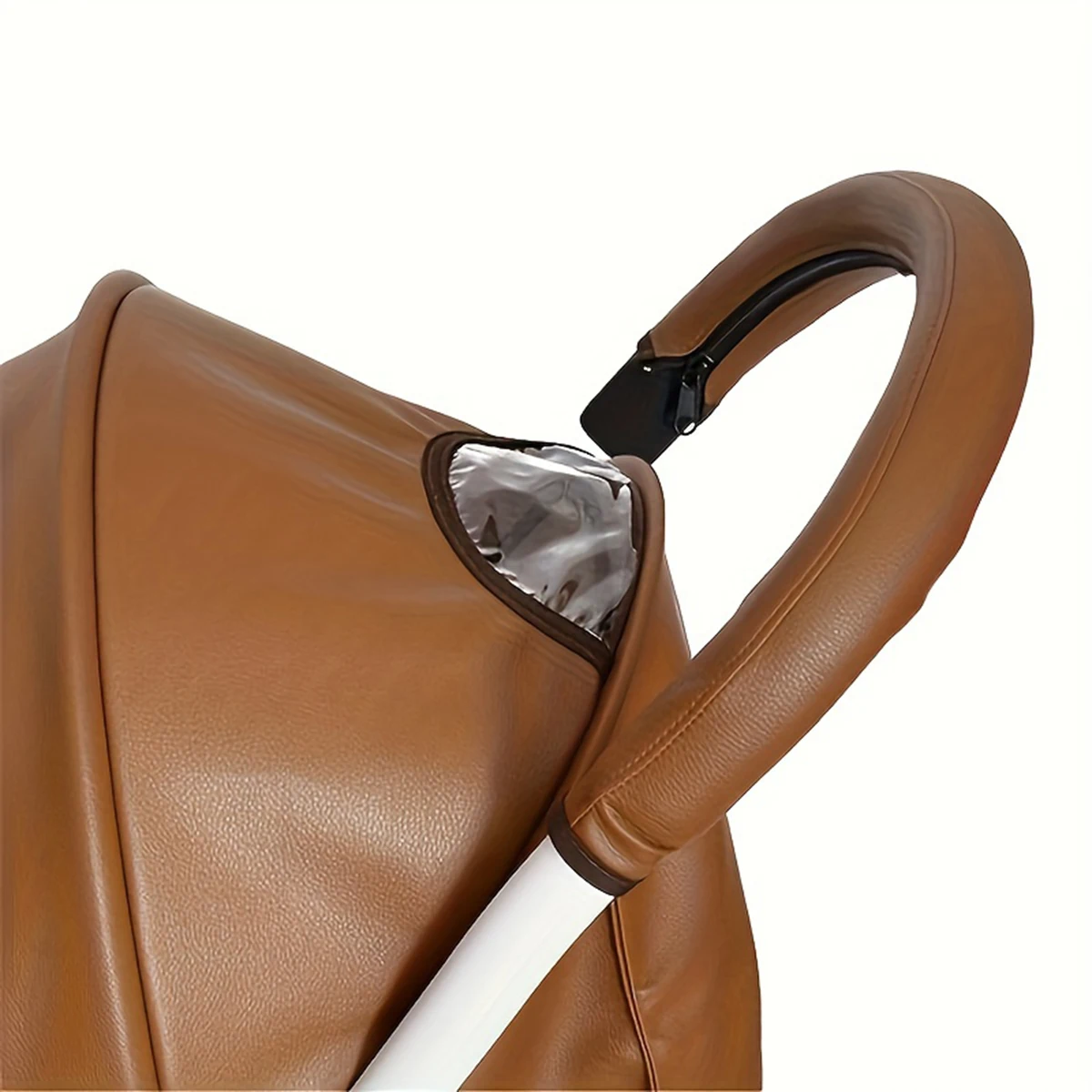 Stroller Handle Cover, PU Protective Cover, Foldable and Washable Zipper Style universal baby Stroller Handle Glove, One Set