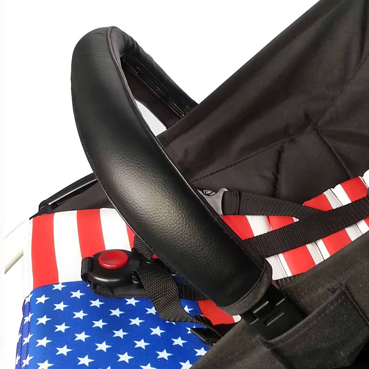 Stroller Handle Cover, PU Protective Cover, Foldable and Washable Zipper Style universal baby Stroller Handle Glove, One Set