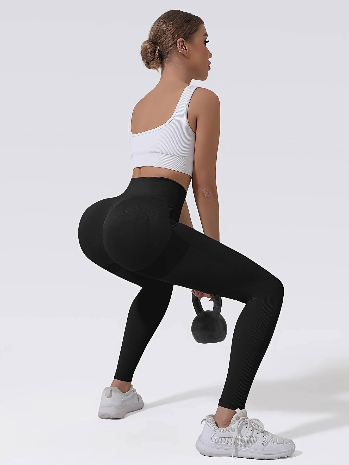 CZGUKE Seamless Women's High Waist Yoga Pants Tight Waist Hip Lifting Elastic Tight Solid Color Wide Waist Sports Leggings