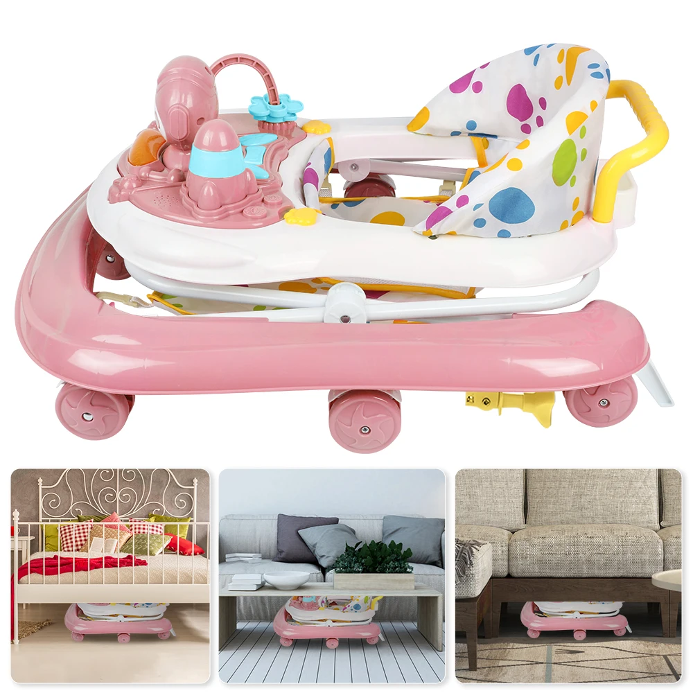 3 In 1 Baby Walker, Foldable Baby Walker With Awning, Baby Walker From 6 Months With 360° Wheels, Feeding Tray And Play Center