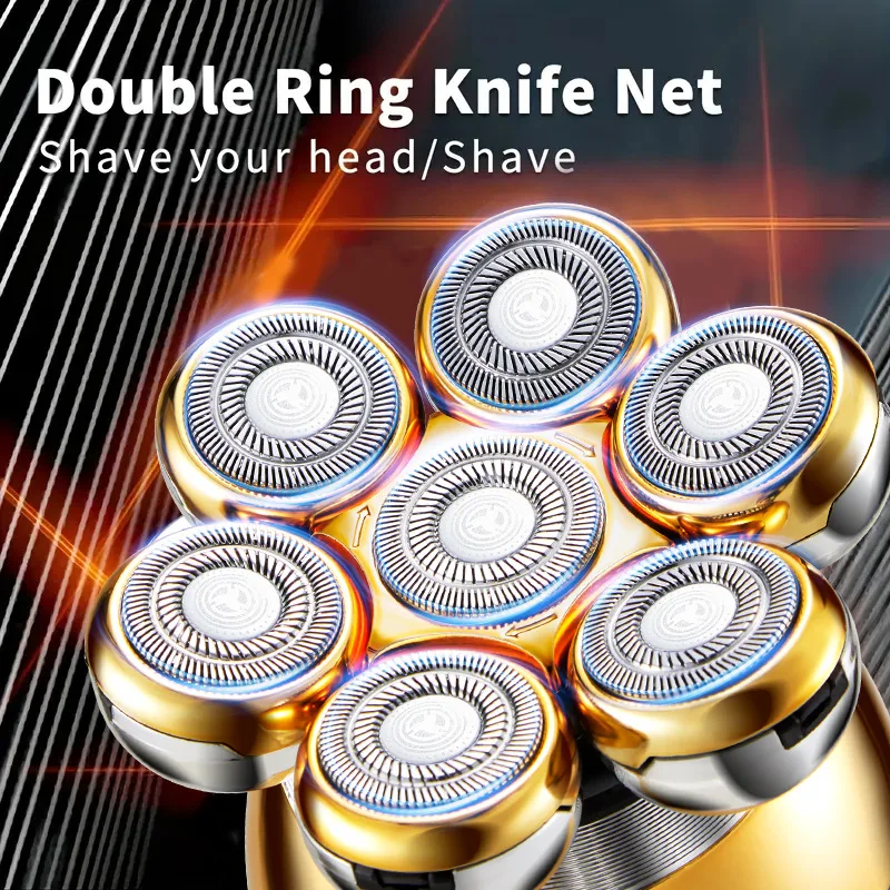 5-IN-1 7D Floating Blade Electric Shaver With Charging Base For Men Beard Trimmer Clipper Rechargeable Bald Head Electric Razor