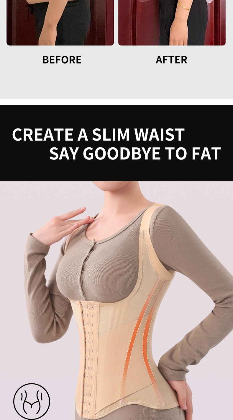 MiiOW U-shaped Waist Trainer Corset Women Shaper Waist Trainer Steel Bone Abdomen Beautiful Back Belt Women's Tank Top Shapewear