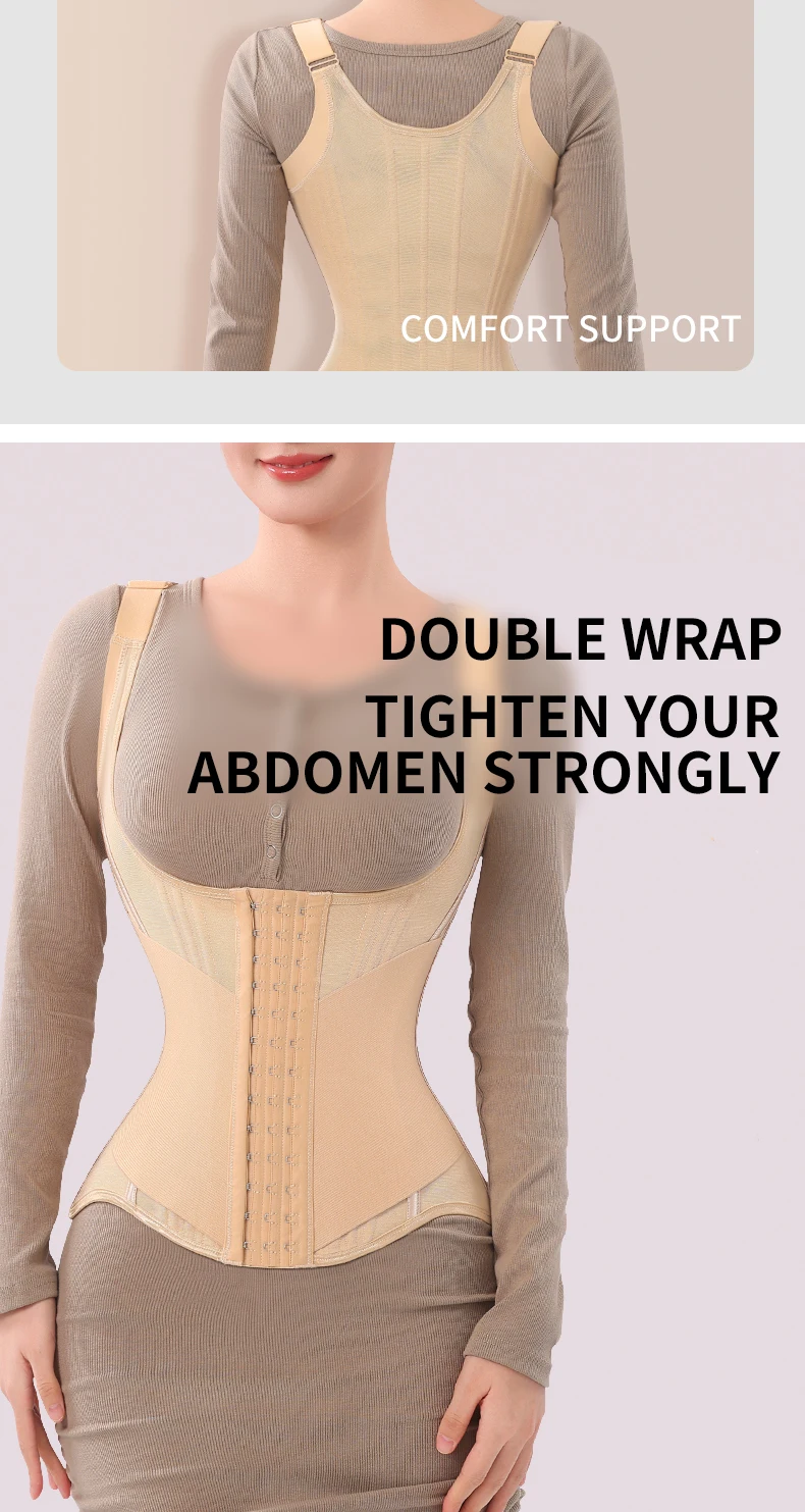 MiiOW U-shaped Waist Trainer Corset Women Shaper Waist Trainer Steel Bone Abdomen Beautiful Back Belt Women's Tank Top Shapewear