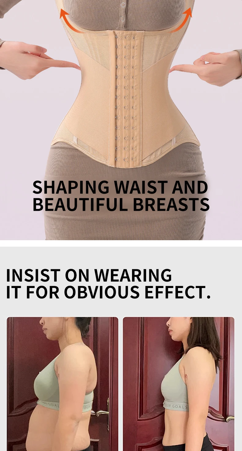 MiiOW U-shaped Waist Trainer Corset Women Shaper Waist Trainer Steel Bone Abdomen Beautiful Back Belt Women's Tank Top Shapewear