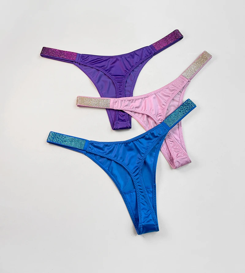 Letter Sexy Panties Women Thongs Rhinestones Diamonds G-string Sports Thong Low Waist Shorts Briefs T-back Fitness S-XL