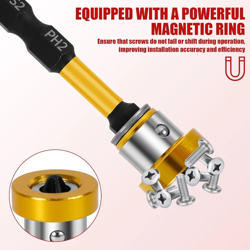 Magnetic Plasterboard Positioning Batch Head Screwdriver Bit Drilling Tools PH2 Hex Shank Drywall Locating Screw Bits Set 50mm