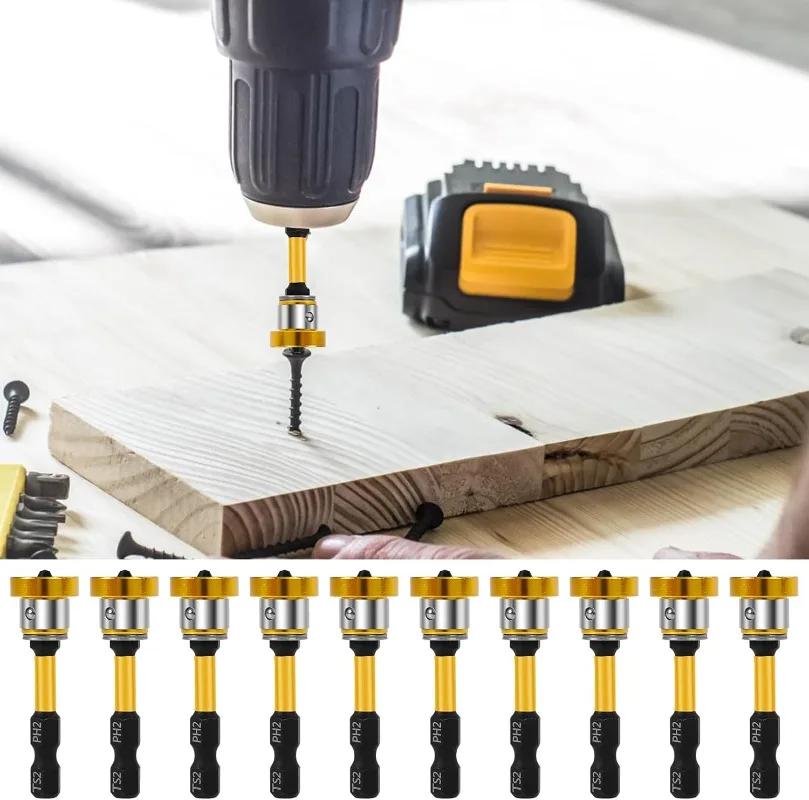 Magnetic Plasterboard Positioning Batch Head Screwdriver Bit Drilling Tools PH2 Hex Shank Drywall Locating Screw Bits Set 50mm