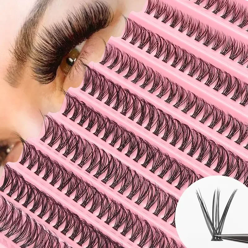 200Pcs DIY Personal Lashes 40P Eyelash Cluster Natural Look Wispy Lashes 9-16MM D Curly Hair Personal Clusters Lashes Fluffy