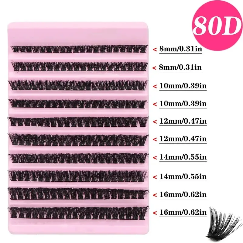 200Pcs DIY Personal Lashes 40P Eyelash Cluster Natural Look Wispy Lashes 9-16MM D Curly Hair Personal Clusters Lashes Fluffy