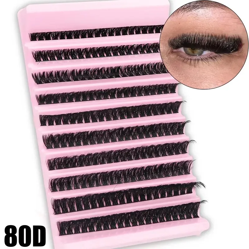 200Pcs DIY Personal Lashes 40P Eyelash Cluster Natural Look Wispy Lashes 9-16MM D Curly Hair Personal Clusters Lashes Fluffy