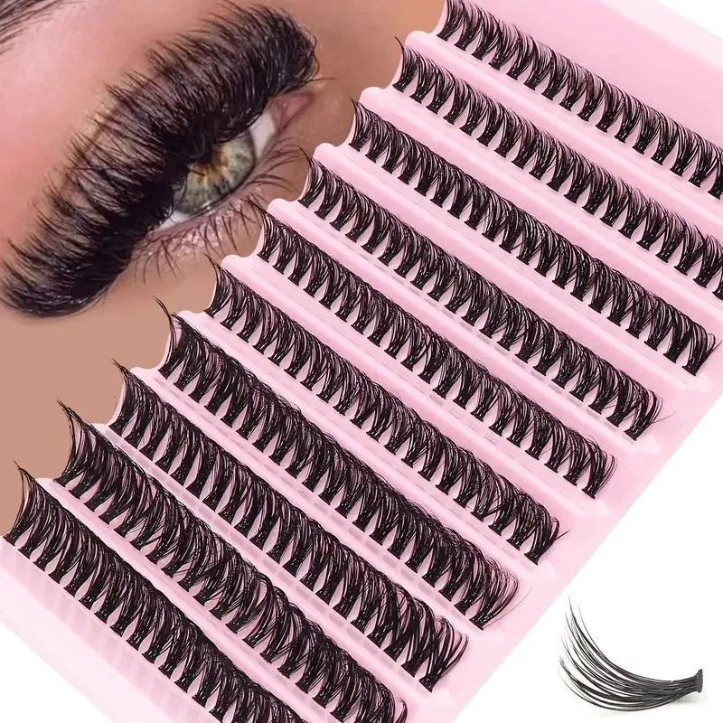 200Pcs DIY Personal Lashes 40P Eyelash Cluster Natural Look Wispy Lashes 9-16MM D Curly Hair Personal Clusters Lashes Fluffy