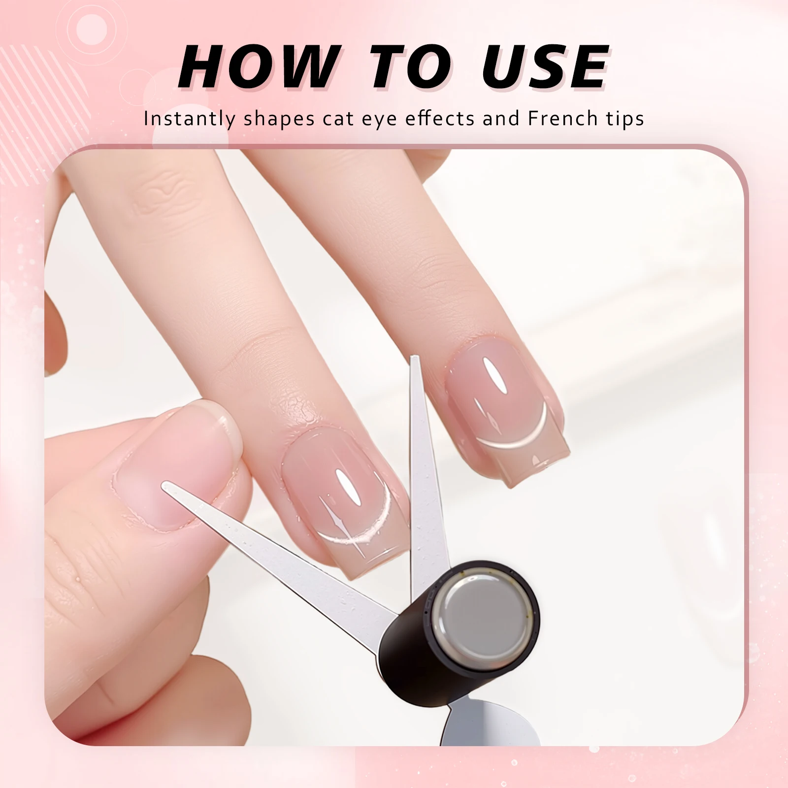 Double-head French Nail Art Magnet Set 3D Strong Cat Eye Magnet Nail Art Gel Polish DIY V-Shaped Effect Manicure Magnetic Tool
