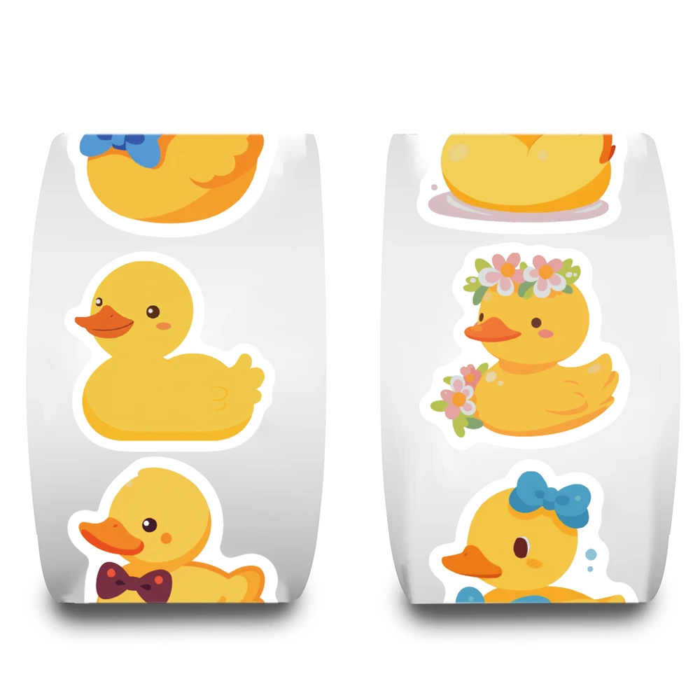 500PCS Cute Cartoon Duck Roll Stickers Notebook Phone Birthday Coffee Skateboard Fashion Laptop Luggage Waterproof Decoration 