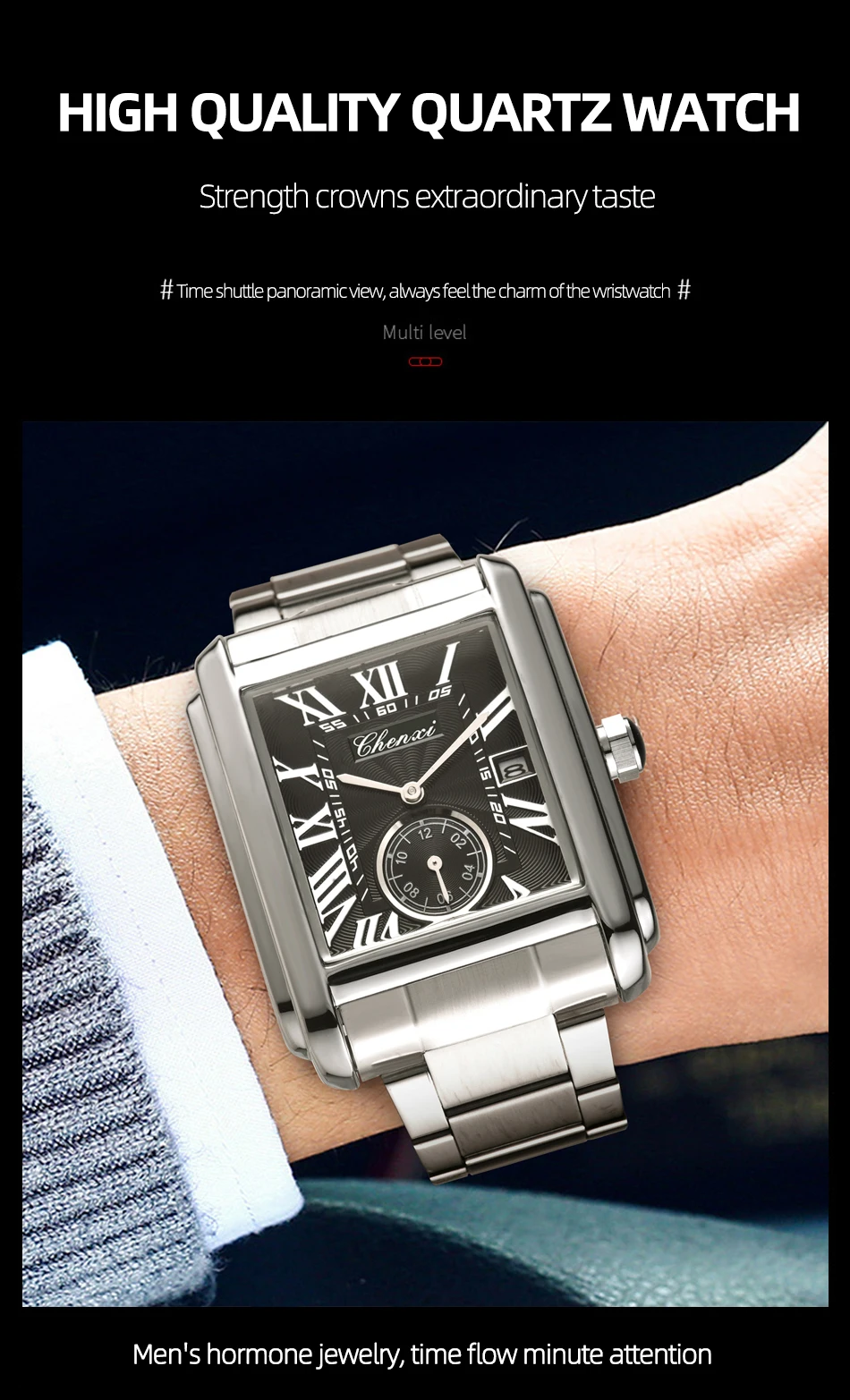 CHENXI 8216 Quartz Watches Fashion Simple Business Simple Silvery Stainless Steel Strap Wristwatches for Men Relógios Masculino