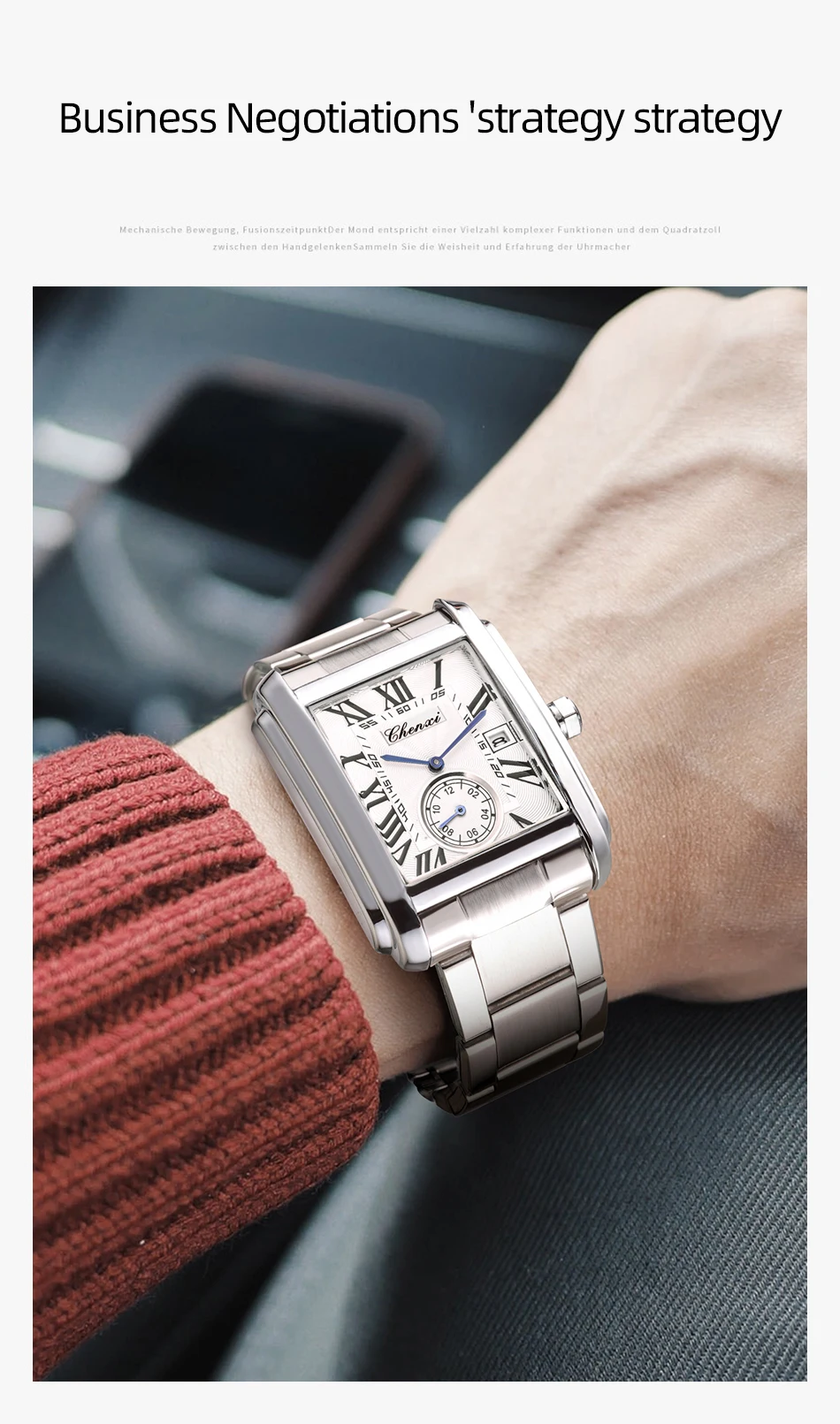 CHENXI 8216 Quartz Watches Fashion Simple Business Simple Silvery Stainless Steel Strap Wristwatches for Men Relógios Masculino