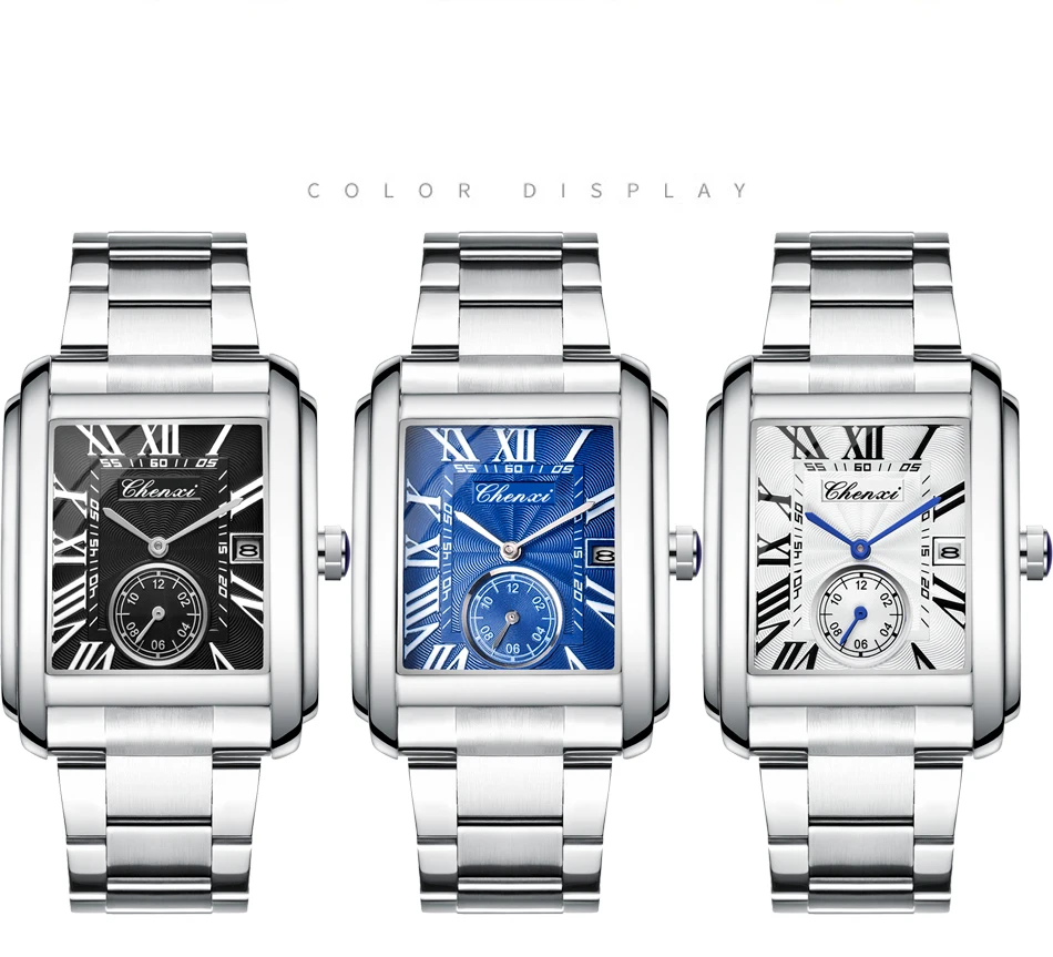 CHENXI 8216 Quartz Watches Fashion Simple Business Simple Silvery Stainless Steel Strap Wristwatches for Men Relógios Masculino
