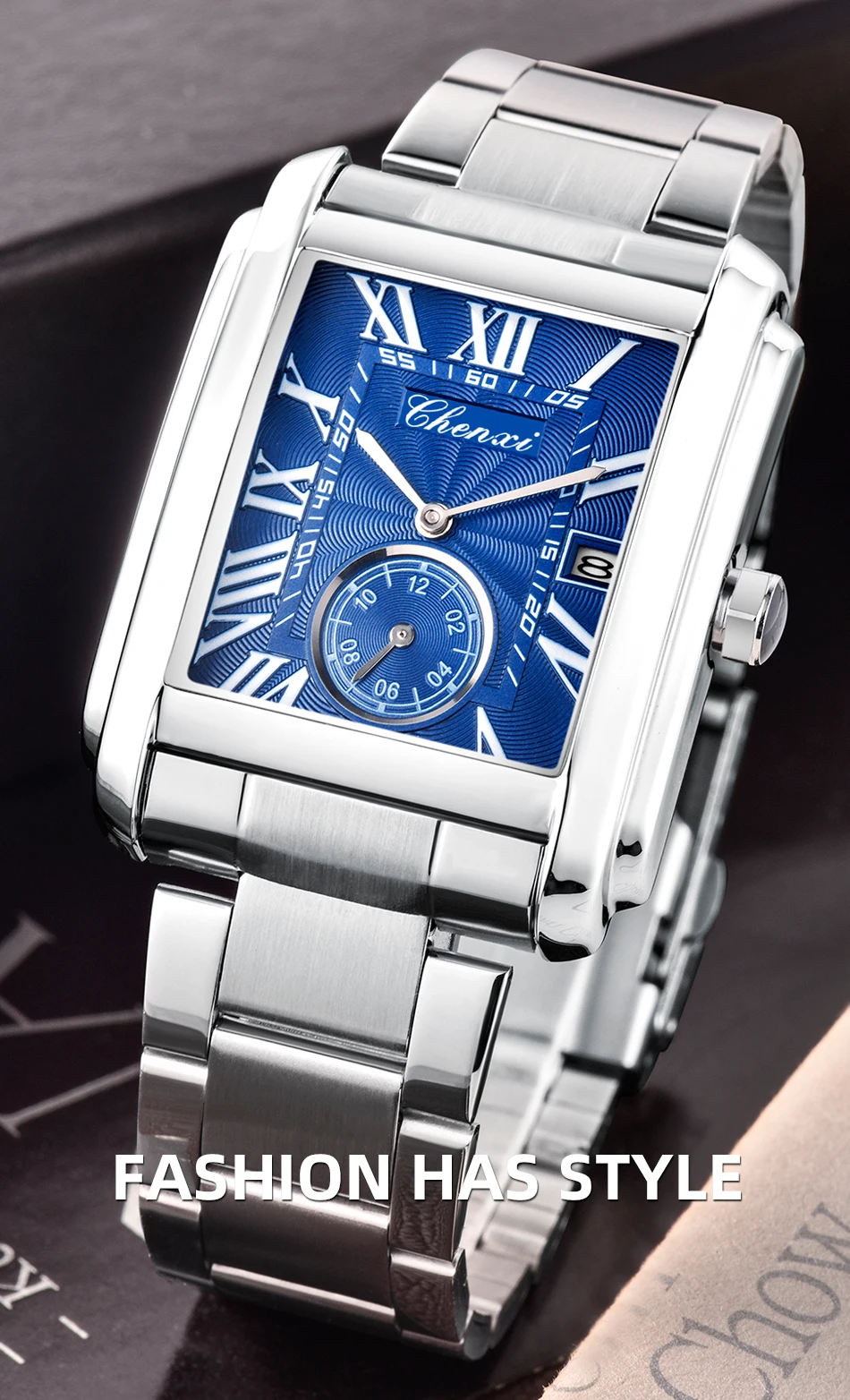 CHENXI 8216 Quartz Watches Fashion Simple Business Simple Silvery Stainless Steel Strap Wristwatches for Men Relógios Masculino