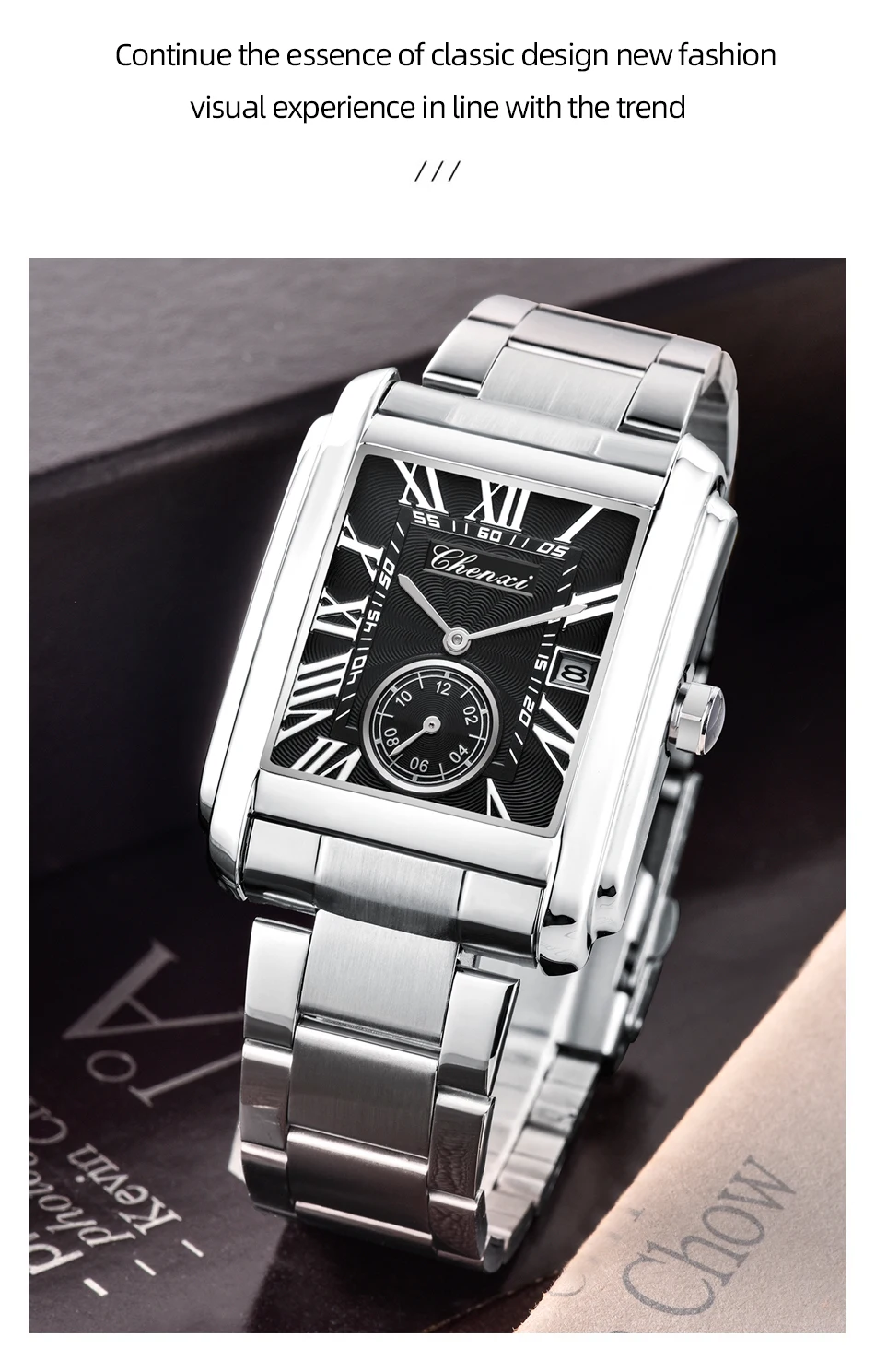 CHENXI 8216 Quartz Watches Fashion Simple Business Simple Silvery Stainless Steel Strap Wristwatches for Men Relógios Masculino