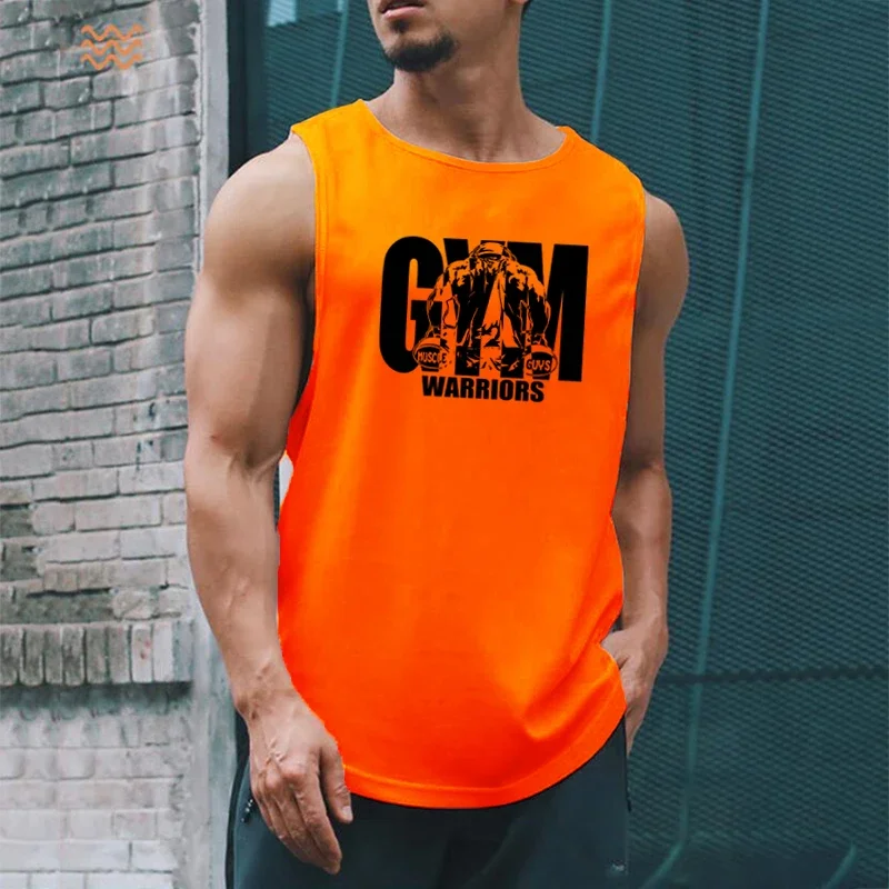 Gym Bodybuilding Sports Sleeveless T-Shirts Mens Fitness Workout Muscle Tank Tops Summer Mesh Breathable Stretch Quick Dry Vests