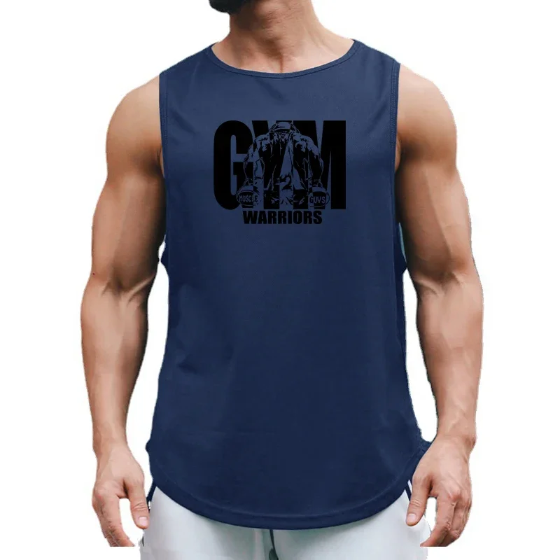 Gym Bodybuilding Sports Sleeveless T-Shirts Mens Fitness Workout Muscle Tank Tops Summer Mesh Breathable Stretch Quick Dry Vests