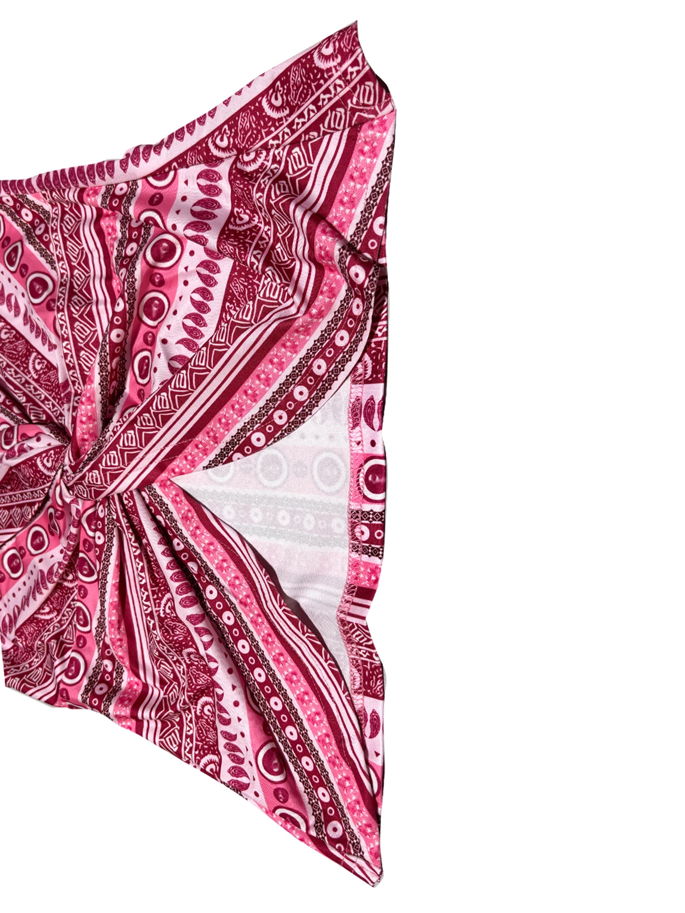 Women's sexy V-neck chain printed front twisted back camisole top, made of polyester fabric with spaghetti pattern