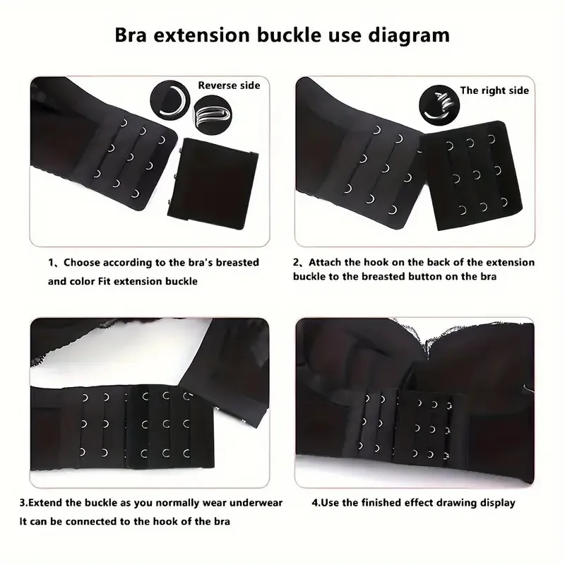 12 Adjustable Bra Extenders - 2/3/4 Hook Design, Soft Stretch Fabric, Suitable for Bras, Tanks, Swimsuits - Multicolor (Black/Gray/Beige/White) - Women's Underwear Extension Strap for Long-Lasting Support and Fit