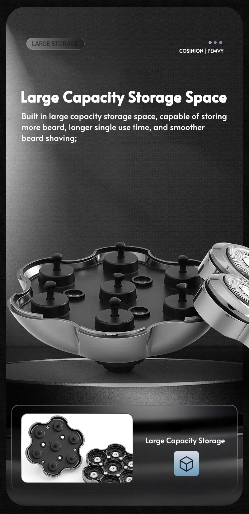 Magnetic Adsorption Replaceable Electric Shaver Head 7D Floating Blade With Double Knife Net Spare Common Interface Razor Head
