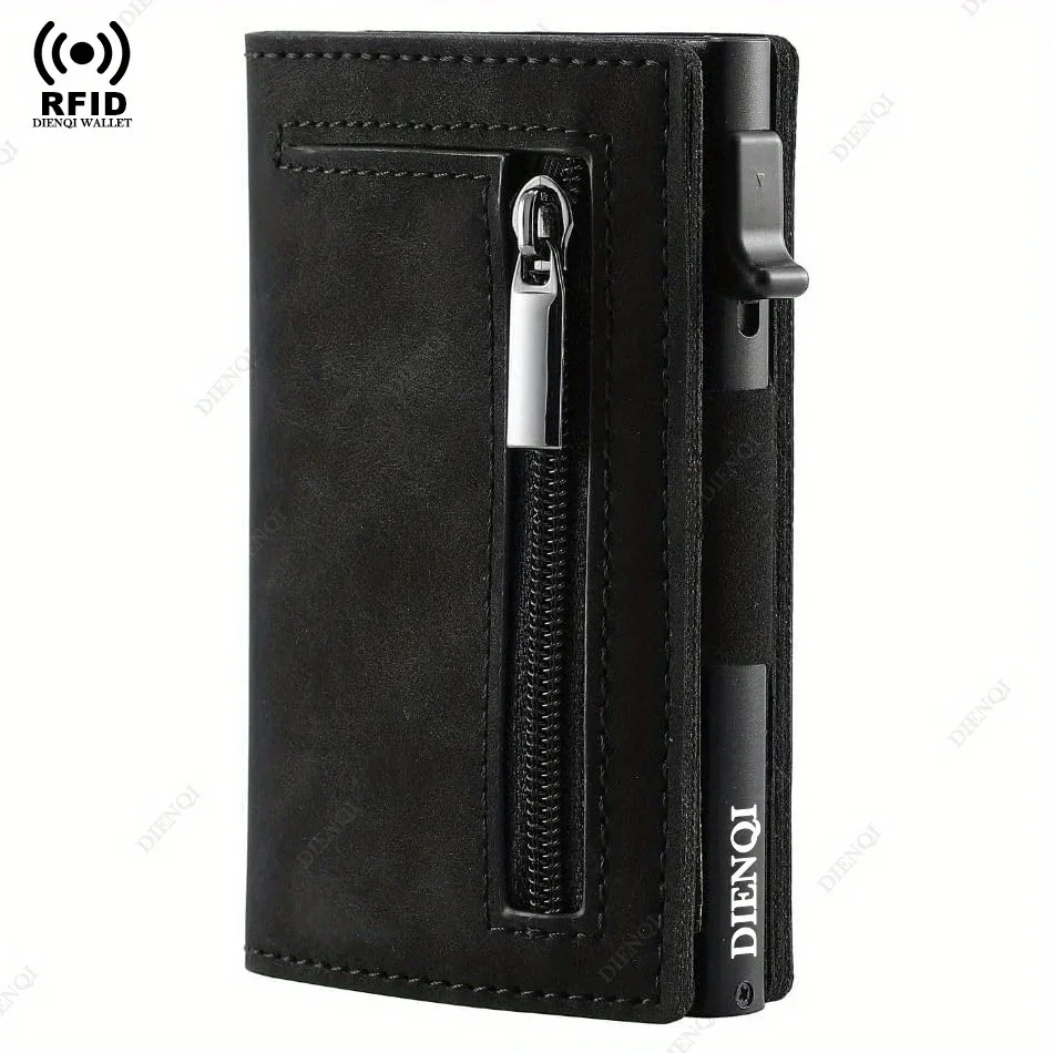 Multi-card Slot Men Wallet Business Card Holder Fashion Folding Large-capacity Coin Purse PU Leather Black Short Purse Card Case