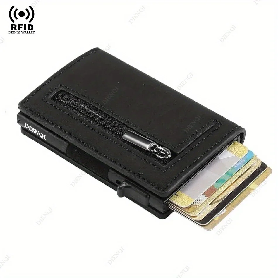 Multi-card Slot Men Wallet Business Card Holder Fashion Folding Large-capacity Coin Purse PU Leather Black Short Purse Card Case