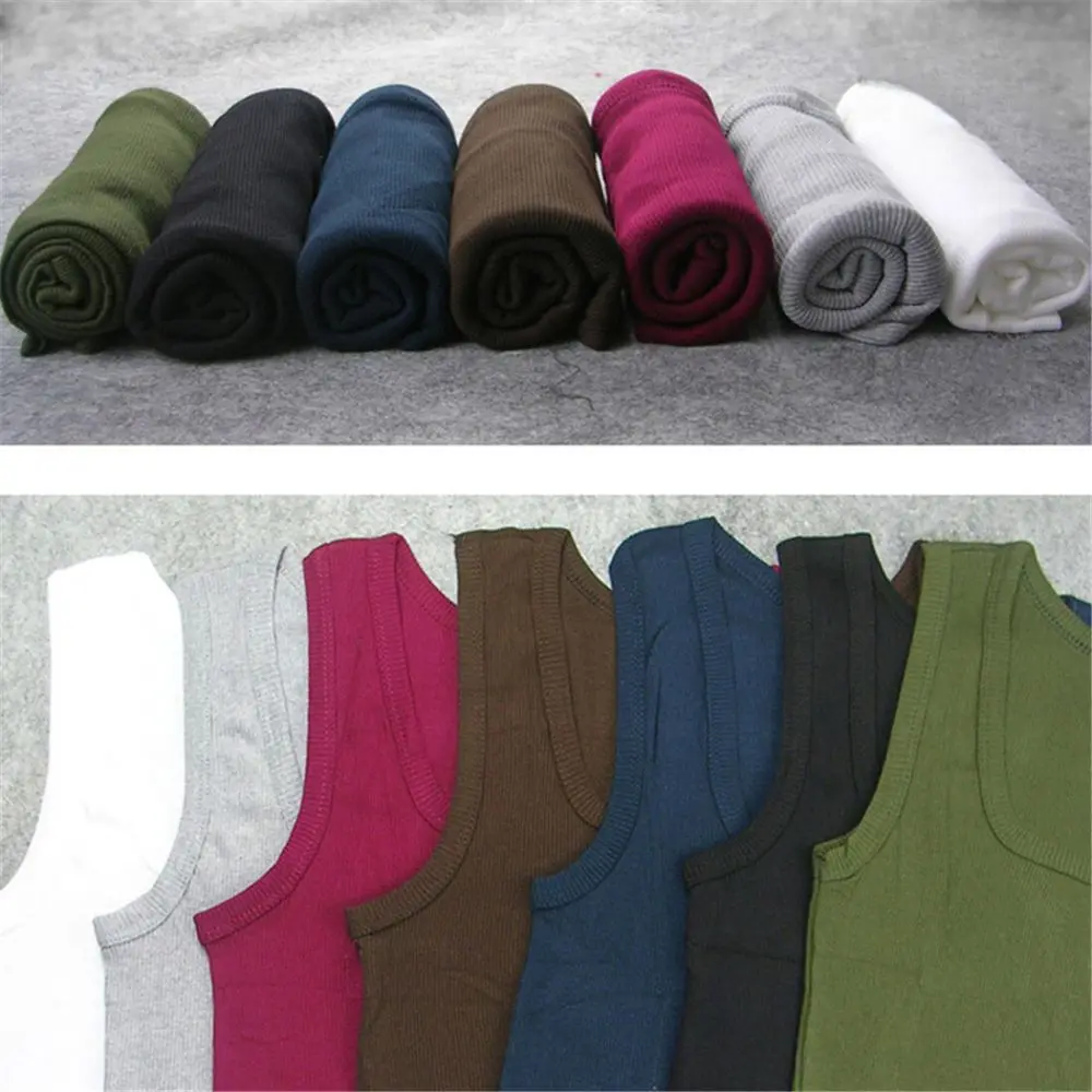 Hot Men's Tank Tops Fitness Vest Basic Elastic Sleeveless T-shirt Cotton Bodybuilding Man Clothing 3pcs/set Gym Clothing Man