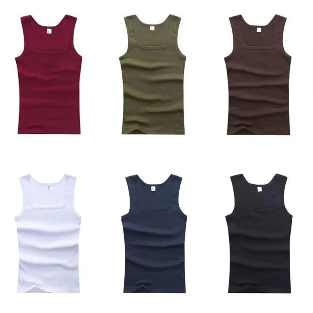 Hot Men's Tank Tops Fitness Vest Basic Elastic Sleeveless T-shirt Cotton Bodybuilding Man Clothing 3pcs/set Gym Clothing Man