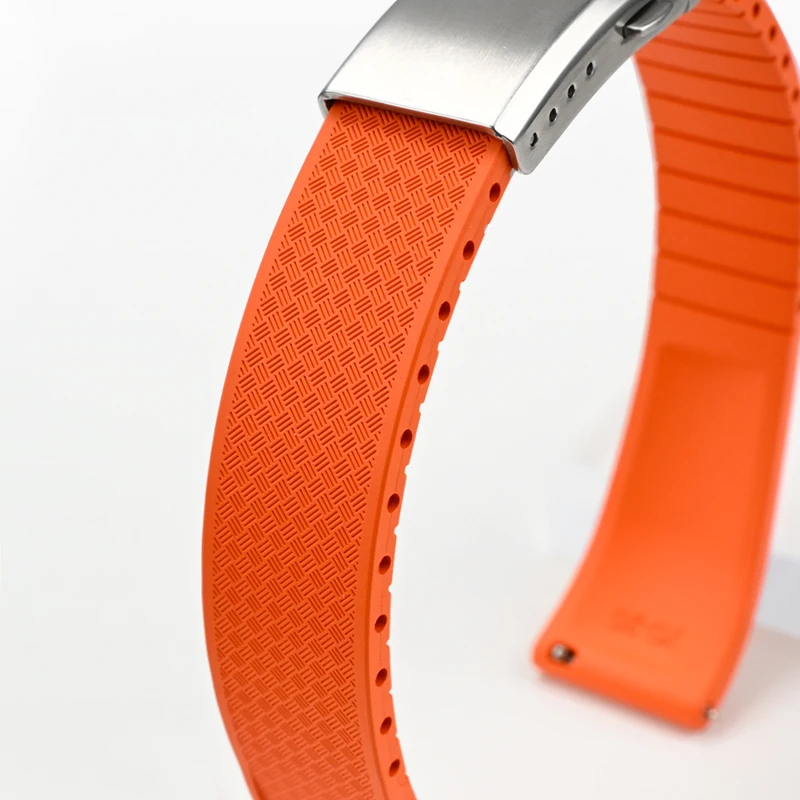 Fluoro Rubber Watch Band FKM Tropic Strap 18/19/20/21/22mm Folding Buckle Quick Release Cut to Size Bracelet for Men Women