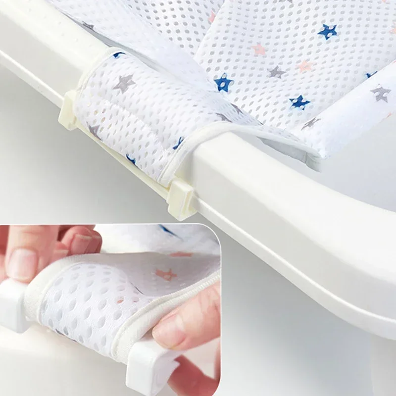 Baby Bath Net Mat Children Newborn Adjustable Bathtub Pillow Seat Cushion Cross-shaped Anti-slip Bathtub Shower Cradle Bed Seat