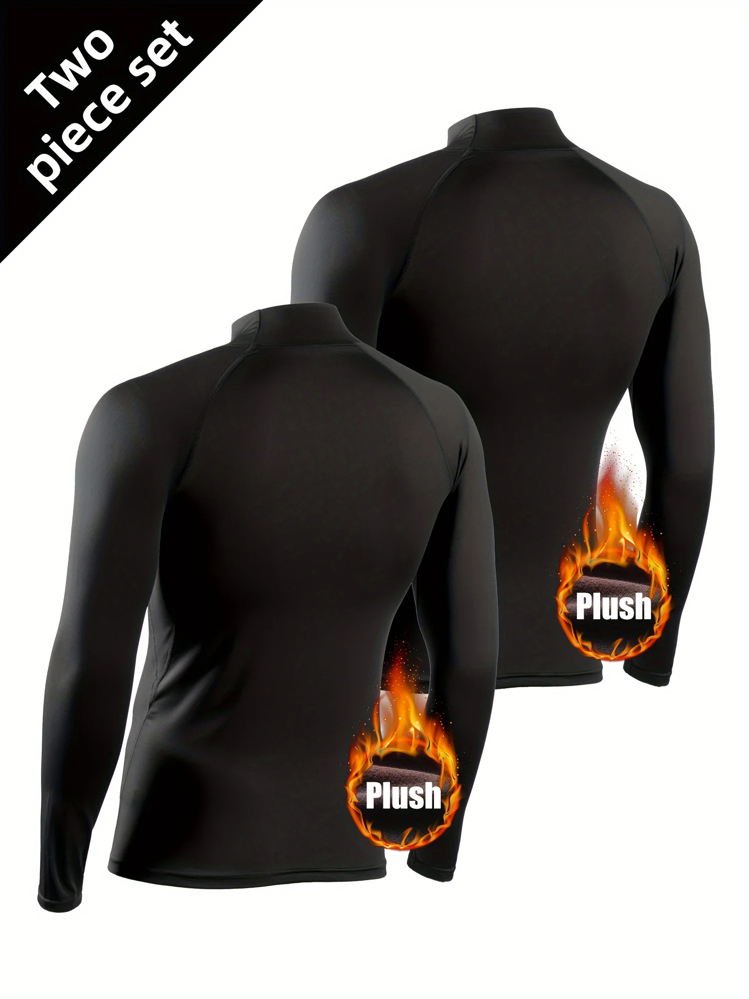 Men's fleece tight long-sleeved shirt, quick-drying and breathable, highly elastic and warm, making exercise more comfortable
