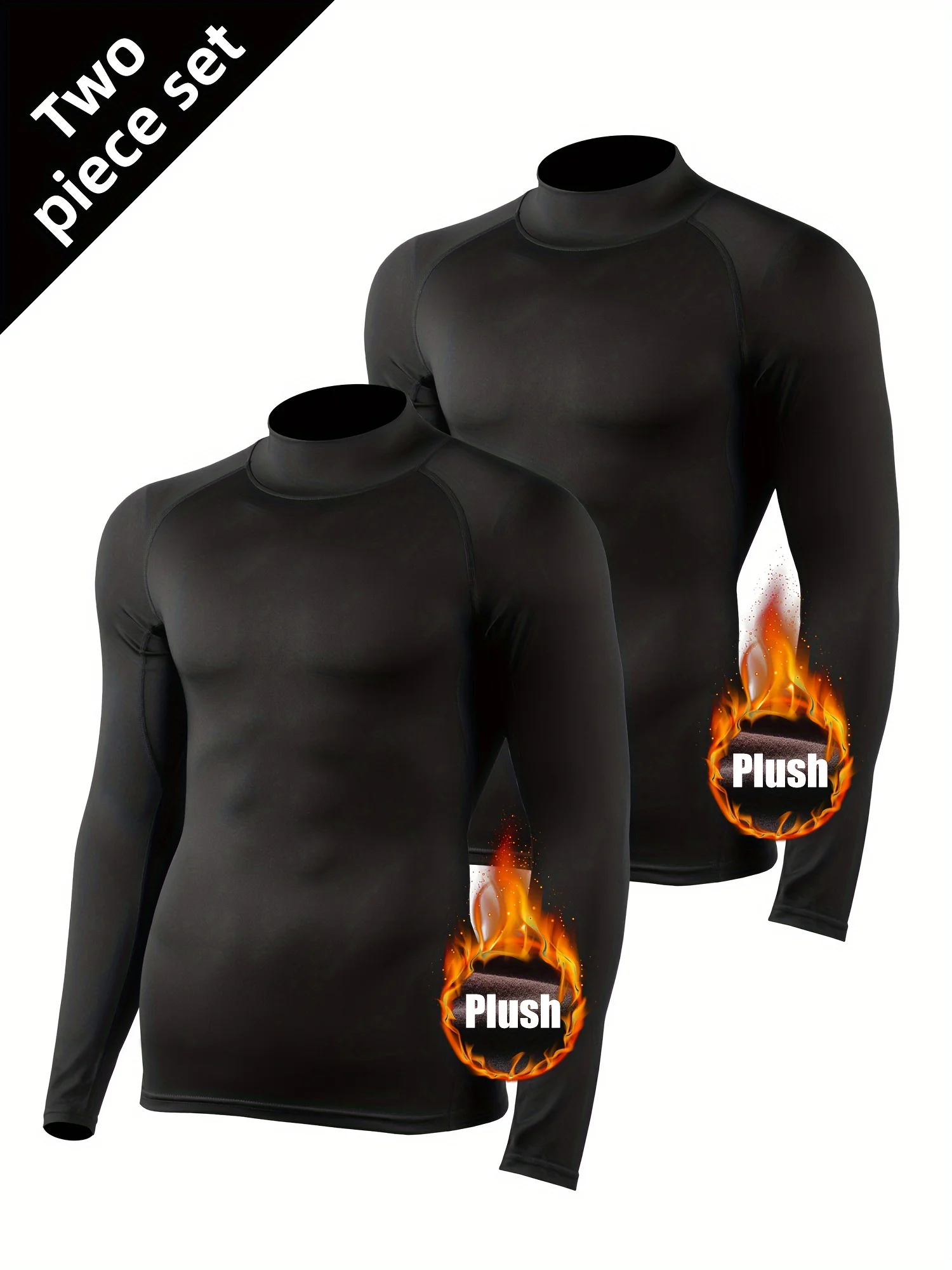 Men's fleece tight long-sleeved shirt, quick-drying and breathable, highly elastic and warm, making exercise more comfortable