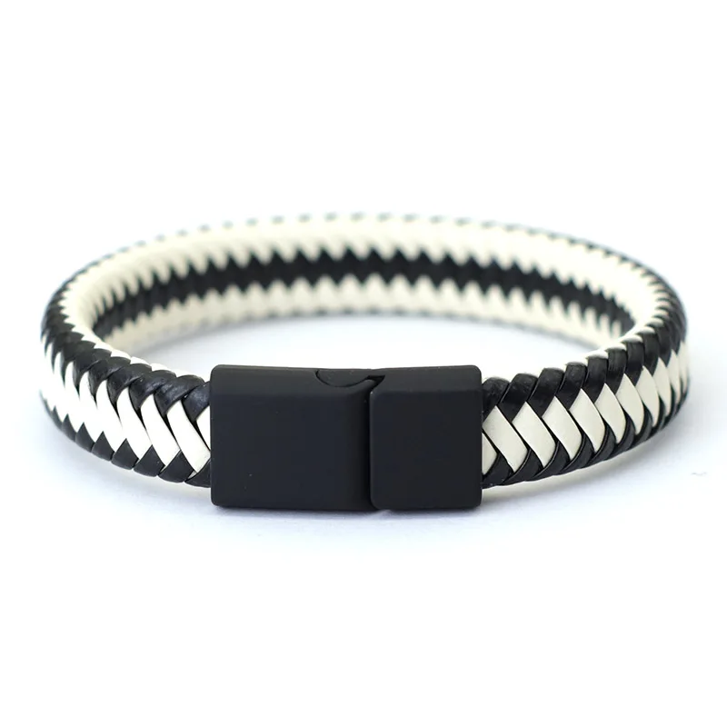 Noter Men Leather Bracelet Bangle Black Braided Magnetic Clasp Punk Braclet Homme Hand Accessories Gift For Him Pulsera Hombre